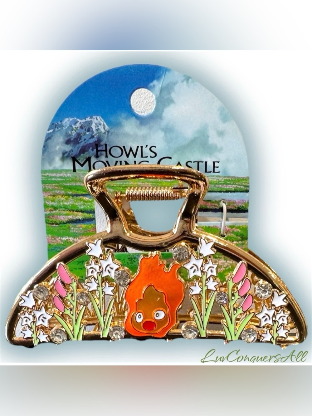 Studio Ghibli Howl's Moving Castle Calcifer Floral Metal Claw Clip
